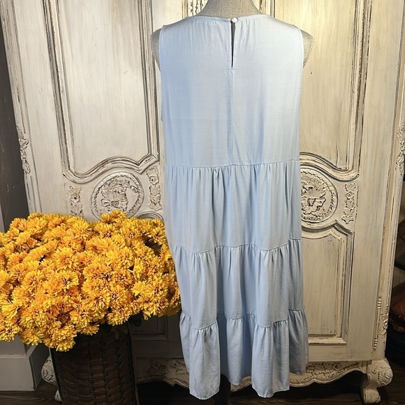 Kirundo Sweet Babydoll Tiered Soft Blue Sleeveless Dress Ballet core Fairy core - Picture 5 of 9